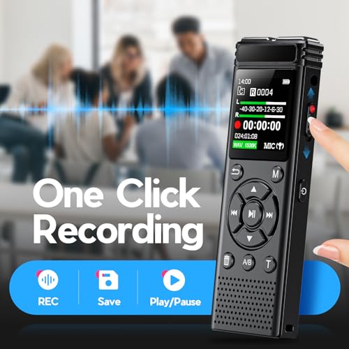 136GB Digital Voice Recorder One Click, Voice Recorder with Playback HD Recording Easy Control, Large Screen 7000 Hours Sound Audio Recorder Recording Tape for Lectures Meeting MP3 Player