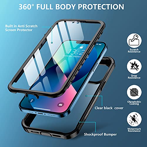 Red2Fire for iPhone 13 Case, [360 Full Body] [Heavy Duty Protection] with Built-in Screen Protector Tough Rugged 12 FT Dropproof Shockproof Dust-proof Bumper Case for iPhone 13 Phone Case 6.1 inch