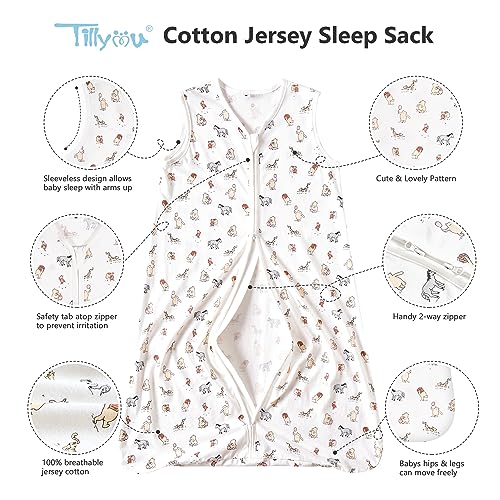 TILLYOU Baby Sleep Sack 0~6 months - Baby Wearable Blanket 100% Cotton with 2-Way Zipper, TOG 0.5 Extra Soft Cotton Sleeveless Sleeping Bag for Infants, 1 Pack, Small Size, Solid White