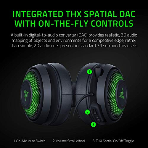 Razer Kraken Ultimate – USB Gaming Headset (Gaming Headphones for PC, PS4 and Switch Dock with Surround Sound, ANC Microphone and RGB Chroma)