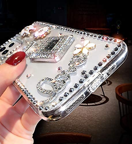 Flowers iPhone 13 Pro Max Case Diamond Case for Woman,3D Glitter Sparkle Bling Case Luxury Shiny Crystal Rhinestone Diamond Bumper Clear Protective Case Cover for iPhone 13 Pro Max Case 6.1''