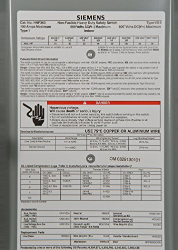Siemens HNF363 100-Amp 3 Pole 600-volt 3 Wire Non-Fused Heavy Duty Safety Switches