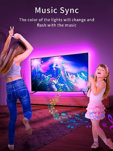 KANTUTOE TV LED Backlight, 9.84ft TV LED Lights for 32-45 Inch, TV Backlight, RGB LED Lights for TV with Remote, Music Sync Bluetooth APP Control TV LED Strip Lights USB Powered for Bedroom