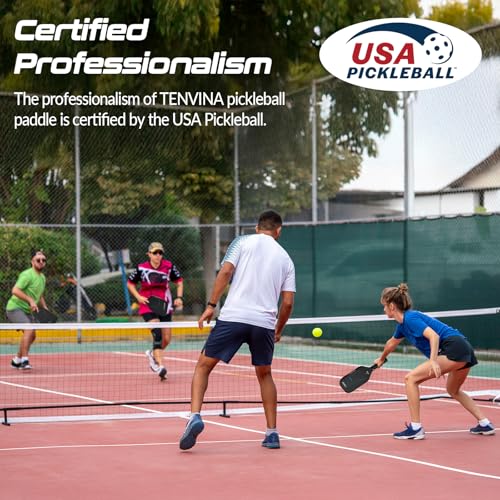 TENVINA Pickleball Paddles, Multi-Layer T700SC Friction Carbon Fiber Pickleball Paddle, 4-Types of Shapes and Thicknesses, Strong Power and Spin Surface of USAPA Approved Pickle Ball Paddle