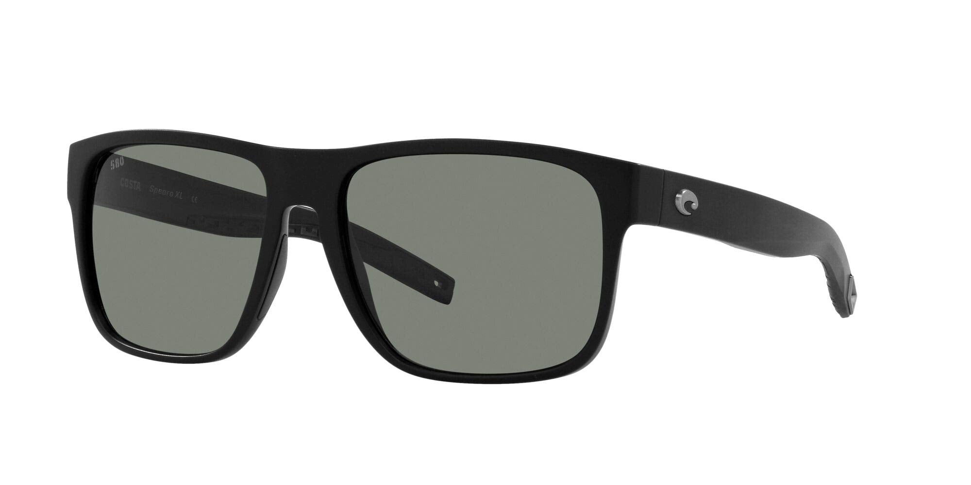 Costa Del Mar Mens Spearo XL Fishing and Watersports Square Sunglasses, Matte Black/Grey Polarized-580G, 59 mm