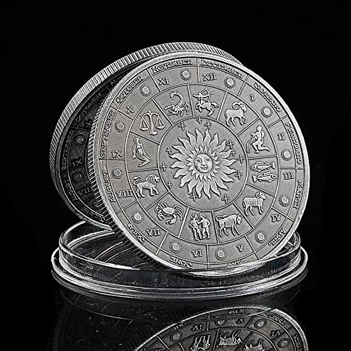 Gimilang 12 Constellation Challenge Coin Lucky Coin, Birthday Present Gift for Him or Her (Aries)