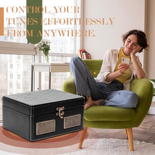 CD Player Portable with Bluetooth, RetroBeat 2200mAH Rechargeable Desktop CD Player for Home with Speakers, AUX Output, USB Mode and TF Card Support, Headphone Output (Black)