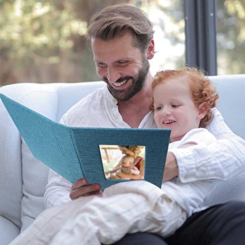GPIRAL Photo Album 8x10 – 64 Photos for 8x10, Clear Pages, Linen Cover with Front Window, Photo Album for 8x10 Photos, Red
