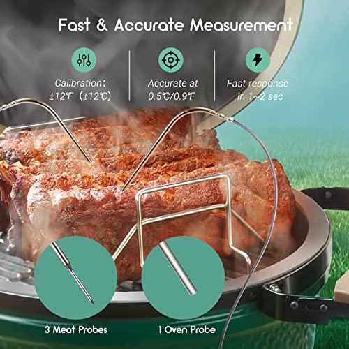 Wi-Fi & Bluetooth BBQ Smoker Temperature Controller with Automatic Smoker Fan, INKBIRD ISC-027BW Grill Thermometer with 4 Probes for Big Green Egg, Kamado Joe, Primo, Vision Grill, Akorn Kamado