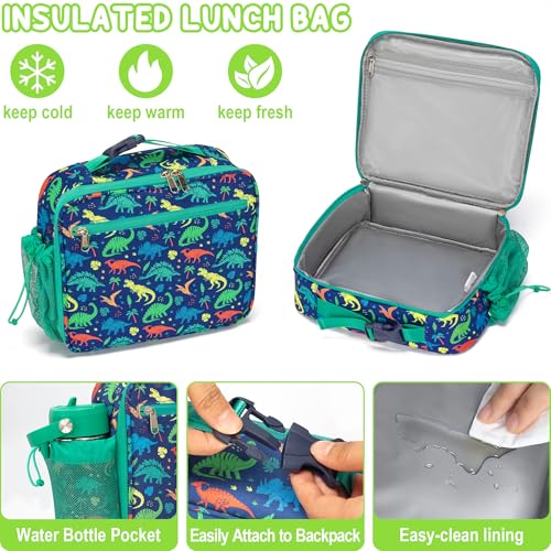 Fimibuke Kids Backpack for School Boys - 3PCS Waterproof Toddler School Bag Cute Bookbag Set with Lunch Box & Pencil Case for Preschool Kindergarten Elementary Back to School Student Ages 3-12, Trucks