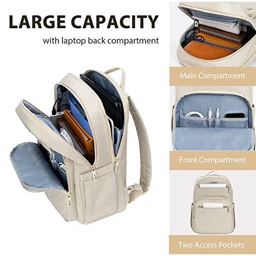 VANKEAN 15.6 Inch Laptop Backpack for Women Men Work Bag Fashion with USB Port, Waterproof Backpacks Nurse Stylish Travel Bags Casual Daypacks for College, Business, Black