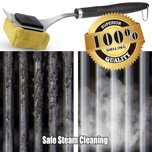 GRILLART Grill Brush Bristle Free, Replaceable BBQ Cleaning Head (No Handle), Safe Replacement Cleaning Pad for Cast Iron/Stainless-Steel Grates - Black