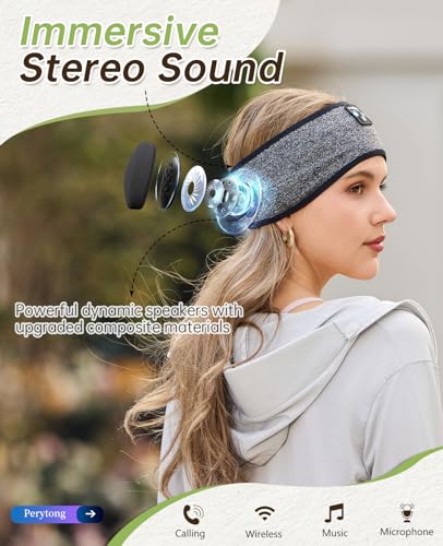 Sleep Headphones - Headband Headphones - Bluetooth Headband Sleeping Headphones for Side Sleeper, Elastic Music Headphone Band Cozy ASMR Wireless Eye Mask Tech Gadgets Gifts for Women Men