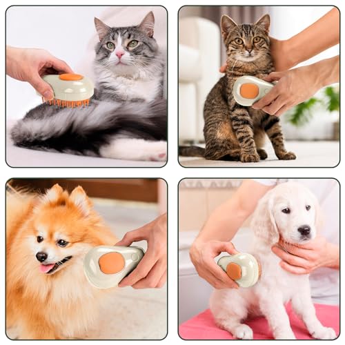 3-in-1 Steam Brush for Cat and Dog Deshedding - Portable Pet Hair Removal Tool for Indoor Shedding, Grooming Supplies