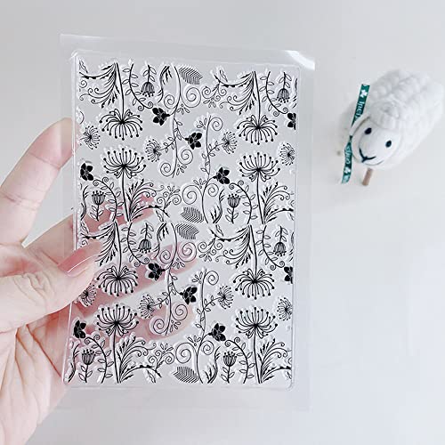 Chrysanthemum Background Flowers Bloom Dandelion Backdrop Clear Stamps Transparent Silicone Stamp Album Cards Rubber Stamp for Card Making Decoration and DIY Scrapbooking
