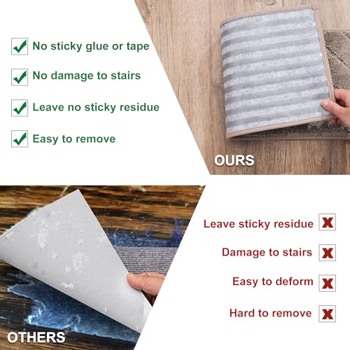 BEQHAUSE Stair Treads Non Slip Stair Runners Step Carpet Mat for Wooden Steps Indoor Machine Washable 28inX9in Edging Polyester Soft Stair Rugs for Kids Elders Pets with TPE Backing(Grey,4pcs)