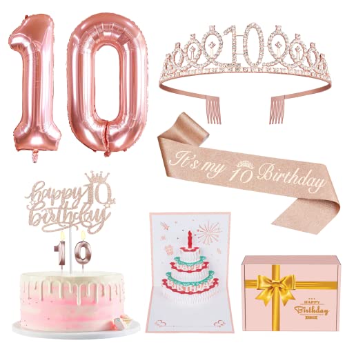 75th Birthday Decorations For Women, Include 75th Birthday Sash and Tiara, Birthday Cake Topper and Number 75 Candles, 75 Balloons, 3D Birthday Card, 75th Birthday Gifts Women