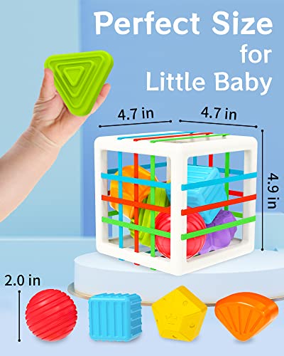 kecristv Montessori Toys for 1 Year Old Boys Girls, Baby Sorter Toy Colorful Cube, 1 Year Old Boy Girl Birthday Gifts, Baby Toys 6-12-18 Months, 6 Pcs Multi Sensory Developmental Learning Toys