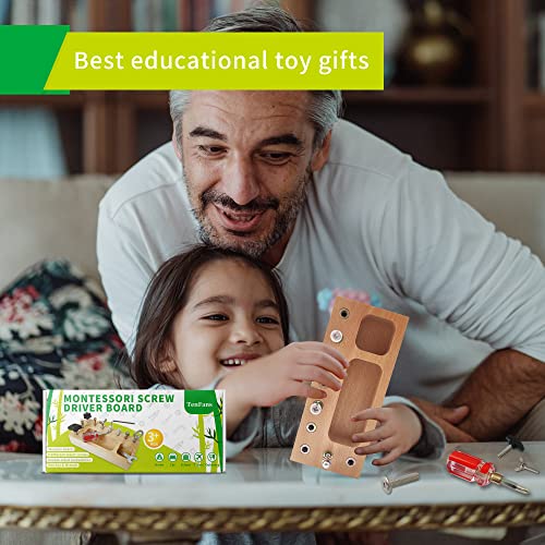 Montessori Toys for 3 4 5 Year Old, Montessori Screwdriver Board, Kids Wooden Toys, Fine Motor Skills Toys, Sensory Preschool Learning Toys for Toddler Travel