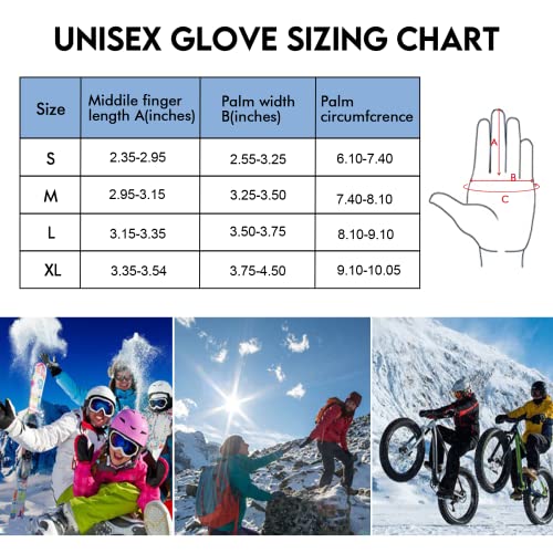 CAMYOD Men Waterproof Skiing Snowboarding Gloves with Zipper Pocket, Air Vent, Separated Liner Gloves-2 Pairs Set(2-Pair,S)