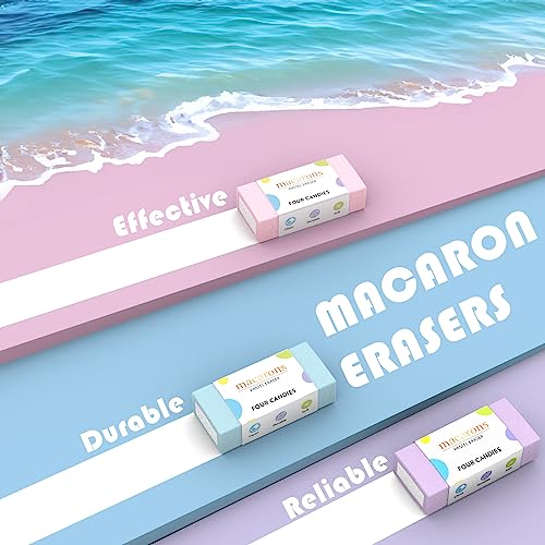 Four Candies 0.5 Mechanical Pencil Set, with 0.5mm #2 Lead Refills, Pastel Erasers & Eraser Refills, 13-Count Pack, Cute Aesthetic School Supplies for Writing, Drawing and Sketching