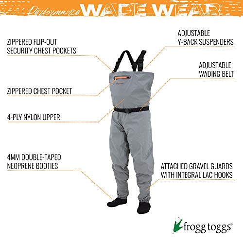 FROGG TOGGS Mens Canyon II Breathable Stockingfoot Chest Wader, Gray, Small US