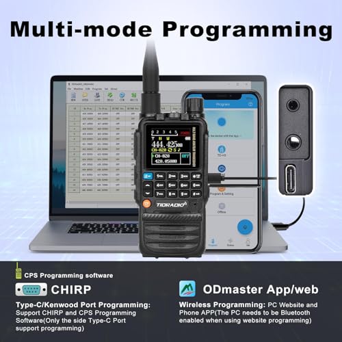 TIDRADIO TD-H3 GMRS Radio,Type C & Wireless Programming(4Pcs Batteries)，8-Band Long Range Walkie Talkies Rechargeable Handheld Full-Featured 2 Way Radios- Black, Full Kit 2Pack
