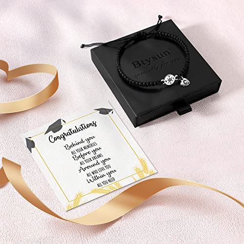 Btysun College Graduation Gifts for Her M Initial Bracelets for Women Teen Girls Daughter Niece Adjustable Braided Link Charm Bracelet Letter M Birthday Christmas Jewelry