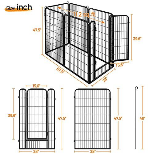Yaheetech Dog Pen, 2 Panels 32 inch Height Pet Playpen for Puppy/Cat/Rabbit/Small Animals Heavy Duty Metal Exercise Barrier Dog Fence Accessories for Camping Garden Yard Black