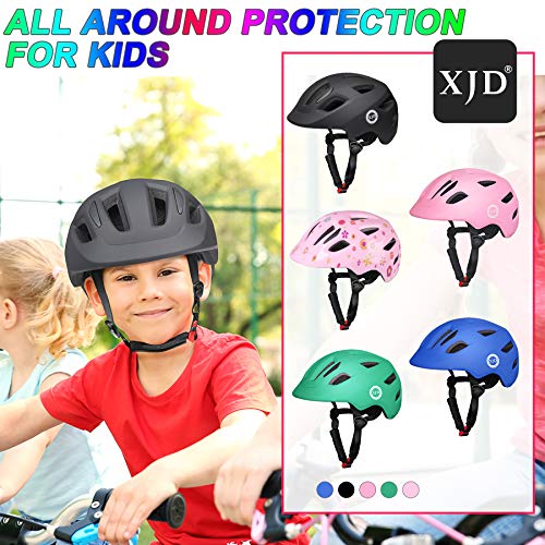 XJD Toddler Helmet Kids Bike Helmet Baby Multi-Sport Adjustable Skateboard Helmet for Kids Boys Girls Infant Helmet Lightweight for Age 1 and Older (Black, X-Small: 18.11"-20.08" / 46-51 cm)