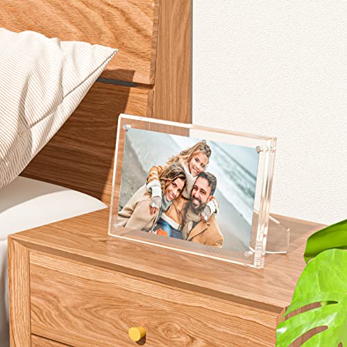 NIUBEE 4x6 Picture Frame, Acrylic Clear Photo Frame with Magnets for Tabletop Display, 2 Pack