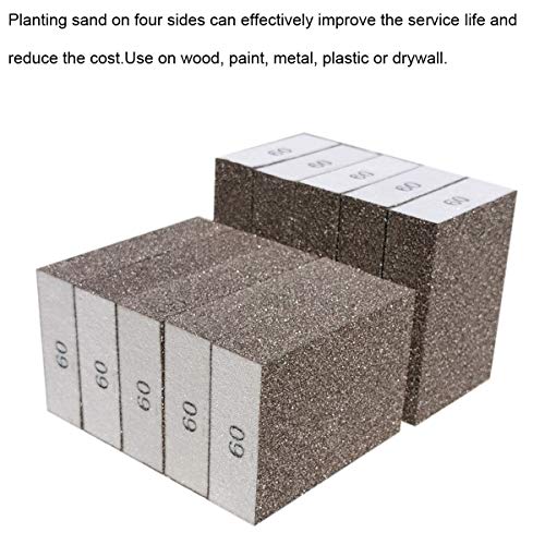 Sackorange 10 Pack 60 Grit Sanding Sponge, Washable and Reusable Sanding Blocks Great for Pot Brush Pan Brush Sponge Brush Glasses Sanding Wood Sanding Metal Sanding (60 Grit-10 Pack)