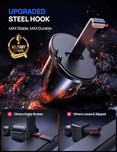 [2024 Newest] Car Vent Phone Mount, [Upgrade Hook Clip Never Shake] Adjustable 360 Rotation Vent Clip Car Phone Holder Mount, Big Phone & Thick Case Friendly Fit for All iPhone, Samsung & Cell Phone