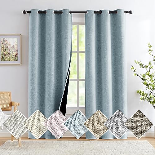 Pink Full Blackout Curtains for Girls Bedroom 84inch Length Long Thermal Insulated Ture Blackout Window Drapes for Nursery Living Room 52" wx 84" Grommet Top 2pcs