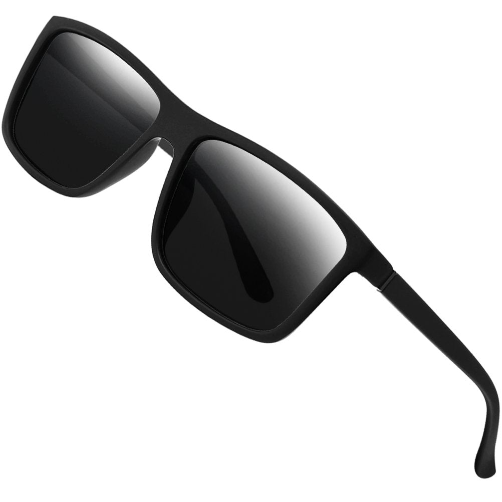 Polarized Sunglasses for Men Driving Mens Sunglasses Rectangular Vintage Sun Glasses for Men/Women Matte Black