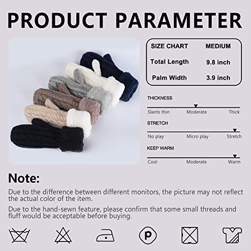 Women's Winter Gloves Warm Lining - Cozy Wool Knit Thick Gloves Mittens in 11 color (beige)