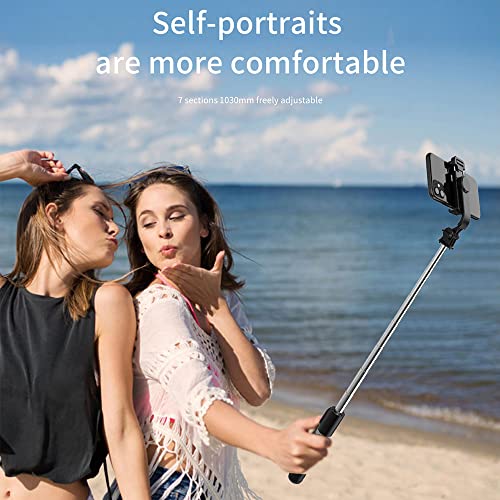 KOMI Selfie Stick Tripod,Stable Tripod Stand with Detachable Wireless Remote,Compatible with iPhone 15 Pro Max/15 Plus/14/13,GoPro, Samsung,LG,Google Smartphones(Black)