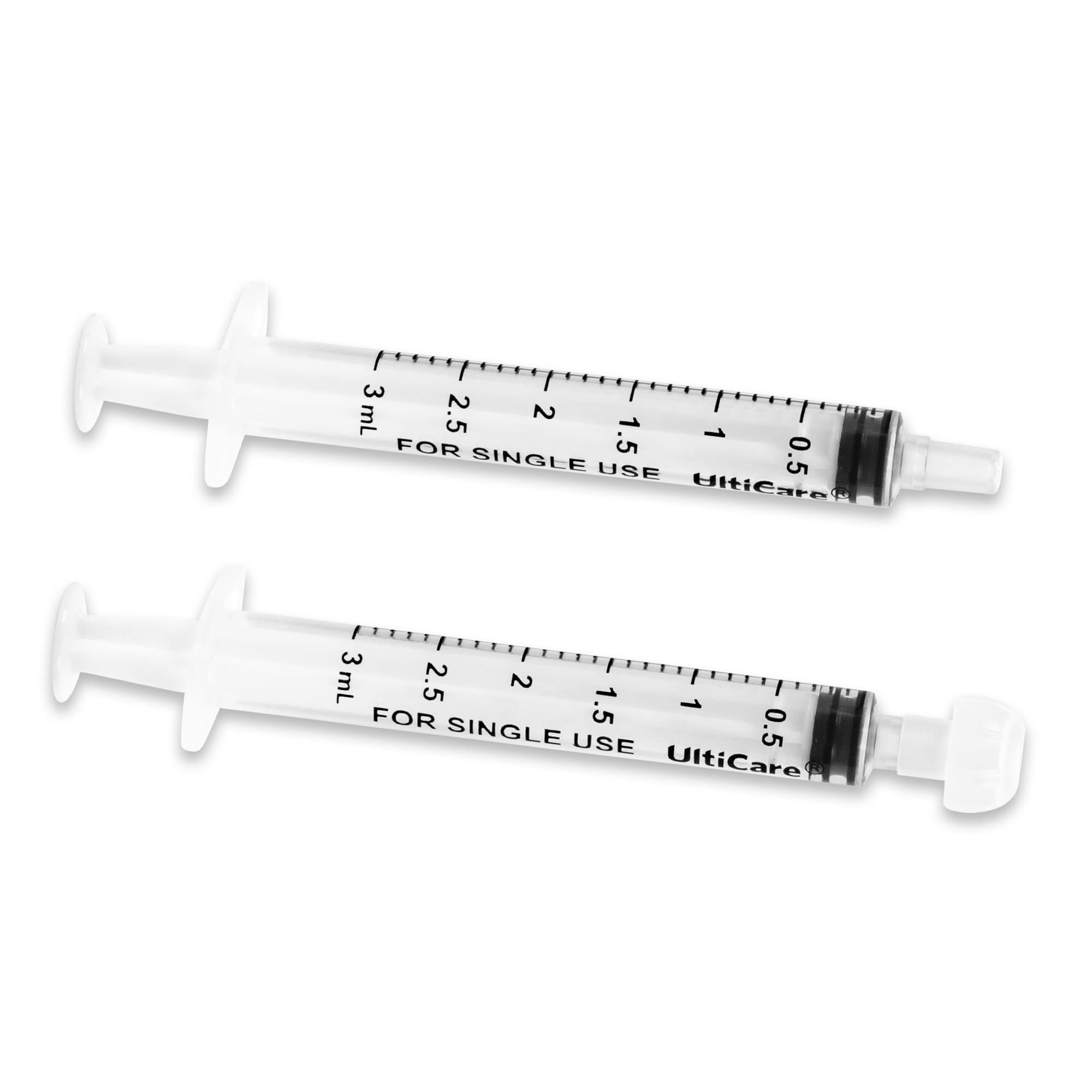 UltiCare 3mL Oral Syringe – Uses Include Oral Administration of Medicine for Infants, Toddlers and Small Pets, and Small HH Projects. Oral Tip with Cap, Sterile Individually Wrapped, 100 Count