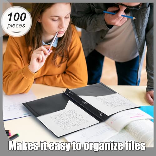 Lincia 100 Pcs Plastic Folders with Pockets and Prong Folders with Prongs 2 Pockets for Office, School for Students, Teachers, Office Workers(Pink)