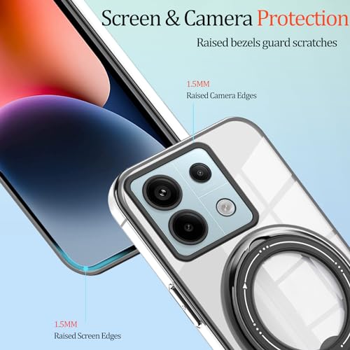 Anlalish Compatible with Redmi Note 13 4G Case Clear, Phone Cases Xiaomi Redmi Note 13 4G Silicone Cover with Kickstand Cute Funda Accessories Shockproof Protective for Women/Men (Black)