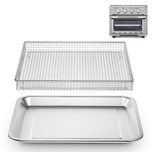 Stainless Steel Baking Tray Pan and Air Fryer Basket Compatible with Cuisinart Airfryer TOA-060 and TOA-065 2 PCS (with Cuisinart Airfryer models TOA-060 and TOA-065)