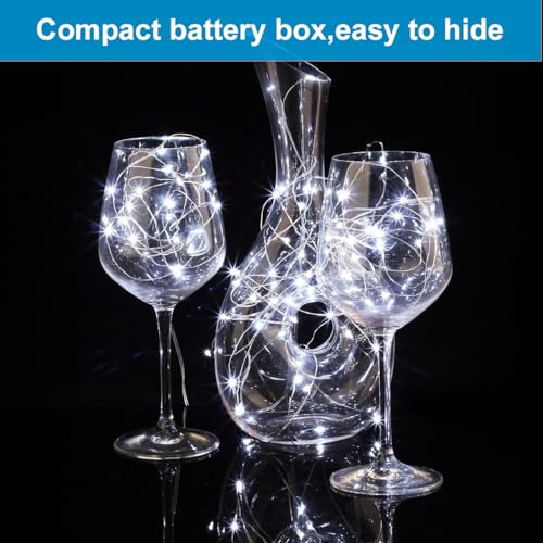 LEDIKON 6 Pack Fairy Lights Battery Operated String Lights,7.2ft 20 LED Silver Wire Cool White for Wedding,Party Centerpieces,DIY Crafts,Mason Jars Décor
