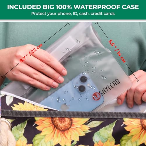 SHYLERO Beach Bag and Pool Bag. Has Airtight Pouch, Key Holder. Beach Tote is Zippered, Waterproof (IP64) - L22xH15xW6