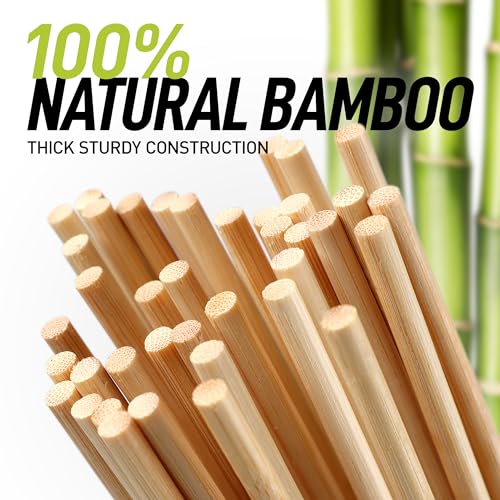 Zulay Kitchen Authentic Bamboo Skewers - 100, 6" Roasting Sticks - 5mm Heavy-Duty Bamboo Skewers - Thick Bbq Sticks - Ideal for Grilling & Camping