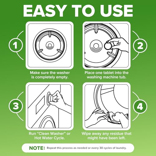 Renuv Heavy Duty Washing Machine Cleaner Descaler Tablets - Deep Cleaning for Front Load, Top Load Washer, HE (6 XL Tablets - 6 Months Supply)