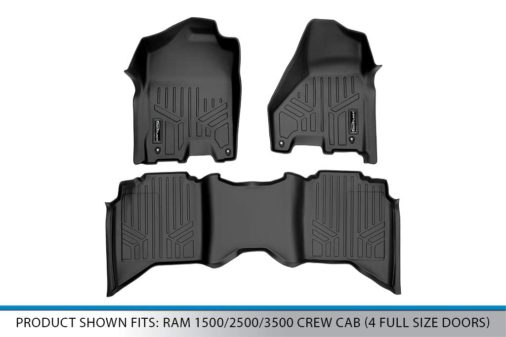 MAXLINER Floor Mats 2 Row Liner Set Black for 2012-2018 RAM 1500/2500/3500 Crew Cab (4 Full Size Doors)