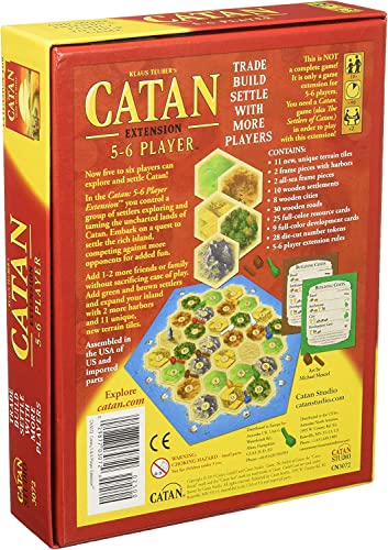 CATAN Board Game 5-6 Player Extension - Expand Your CATAN Game for More Players, Strategy Game for Kids and Adults, Ages 10+, 3-6 Players, 60-90 Minute Playtime, Made by CATAN Studio