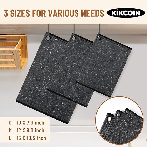 Plastic Cutting Coards for Kitchen, 3-Piece Large Cutting Board Set Dishwasher Safe Chopping Boards with Non-slip Feet and Juice Grooves, Kikcoin