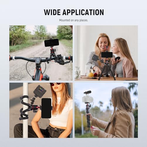 NEEWER Camera Tripod with Remote, Mini Flexible Tripod Stand with Action Camera Mount Adapter for Hero 12 11 10 9, Hidden Phone Holder with Cold Shoe, Vlog Phone Tripod for iPhone, Max Load 4.4lb, T30