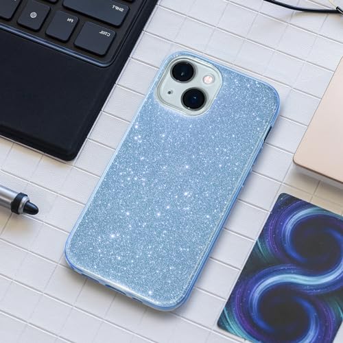 MATEPROX Compatible with iPhone 15 Case Bling Sparkle Cute Girls Women Protective Cases Cover for iPhone 15 6.1" 2023-Blue